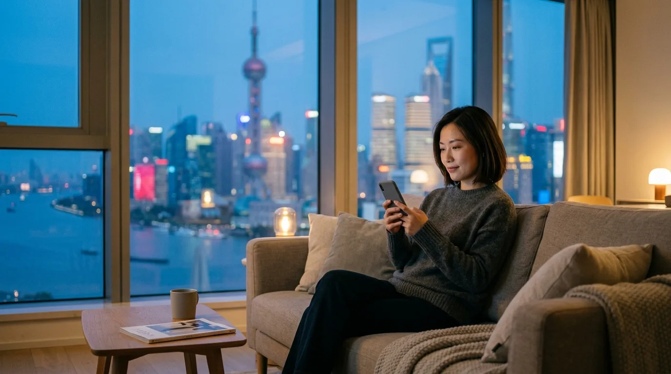 免费的VPN在中国的使用场景：上海公寓里用手机连接 VPN